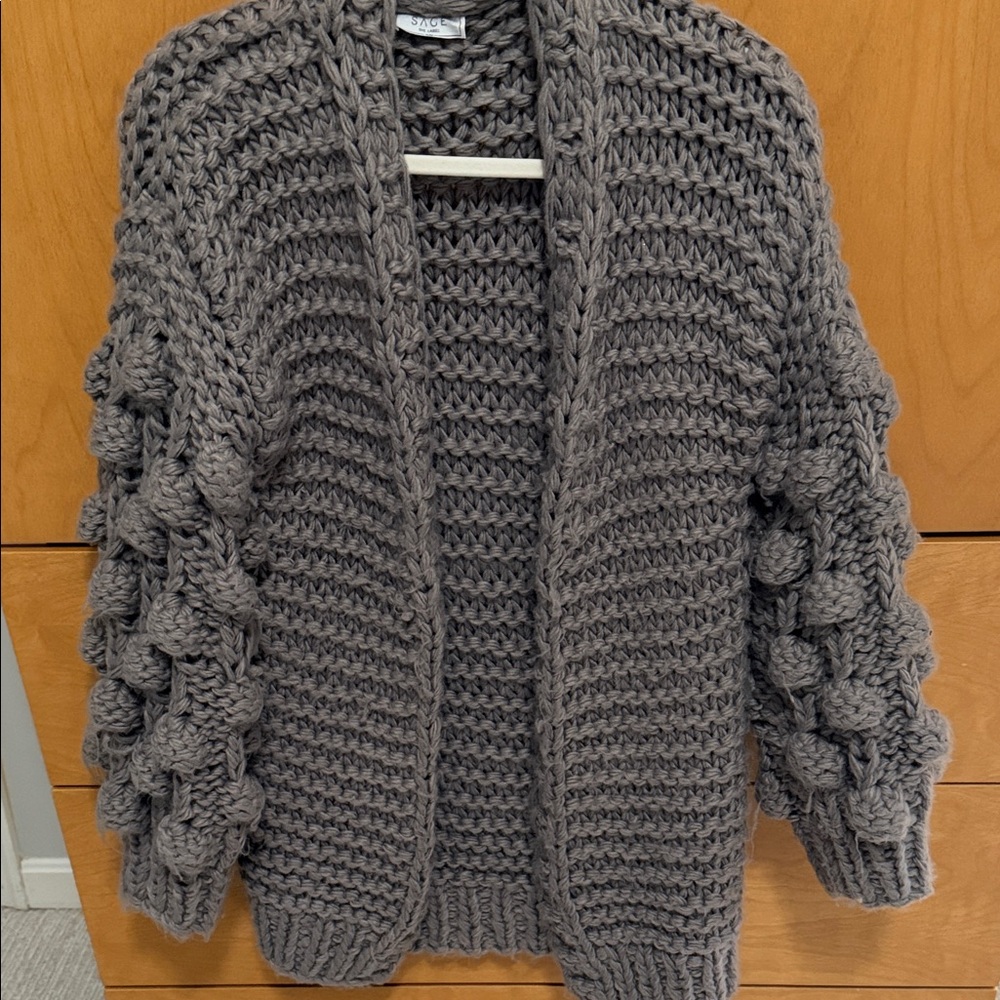 Sage Chunky Knit Cardigan in Gray